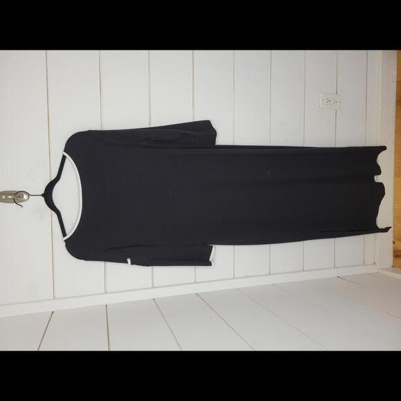 Vintage 90s Lauren Ralph Lauren XL black with white detailing maxi knit dress - Picture 2 of 5